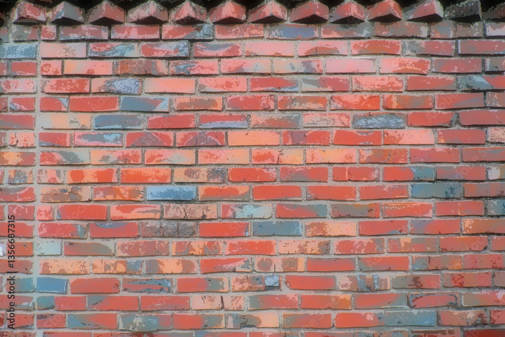 Obraz premium 赤レンガの壁イラスト加工