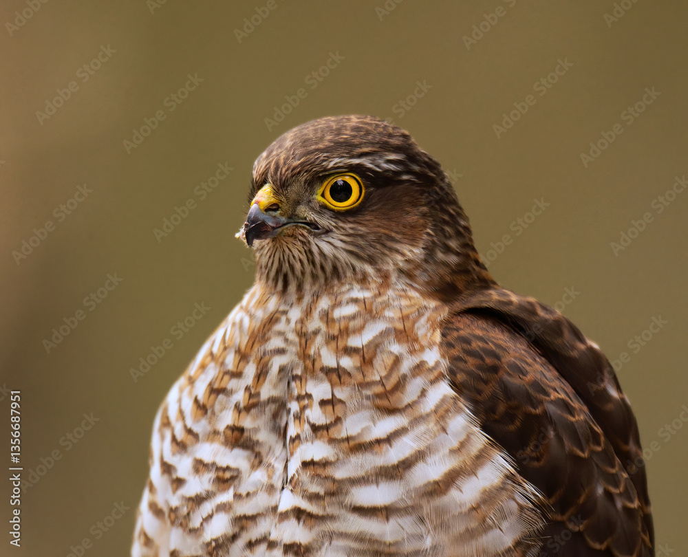 Eurasian sparrowhawk (Accipiter nisus) juvenile closeup in spring. Eurasian sparrowhawk (Accipiter nisus) juvenile closeup in spring.