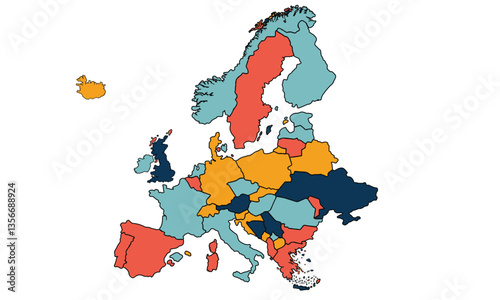 Europe map vector with country borders vector eps.10	