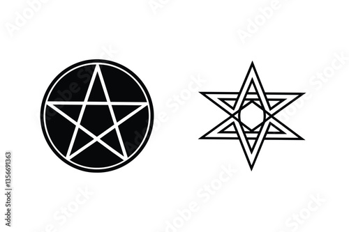 Pentagram, Hexagram, Symbols, Occult, Wicca, Pagan, Mysticism, Spirituality, Geometry, Star