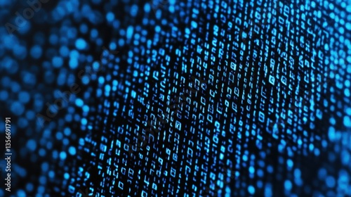 Abstract blue digital code background.