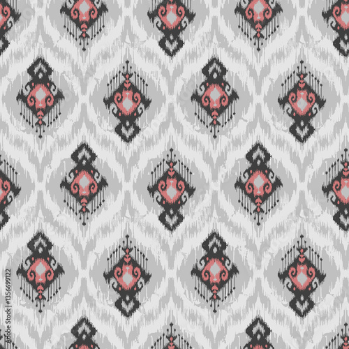 Geometric ethnic oriental ikat pattern traditional Design for background, carpet, wallpaper, clothing, wrapping, Batik, fabric, Vector illustration. embroidery style.seamless ikat pattern traditional 