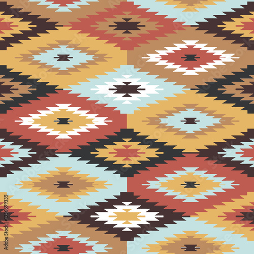 Ikat geometric folklore ornament with diamonds. Tribal ethnic vector texture. Seamless striped pattern in Aztec style. Folk embroidery. Indian, Scandinavian, Gypsy, Mexican, African rug.seamless