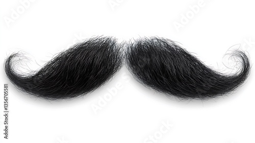 Black handlebar mustache isolated on white. photo