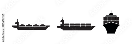 cargo ship icon on white background	