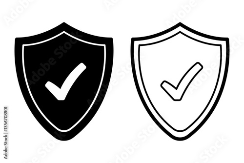 Vector illustration of Security Protection Shield icon set isolated on transparent background