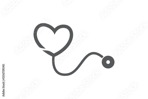 Heart Shaped Stethoscope Icon for Medical and Healthcare Design. Vector Illustration