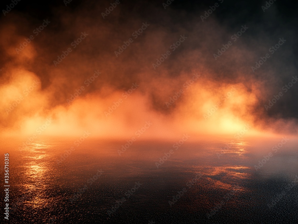Orange Fog Over Dark Water
