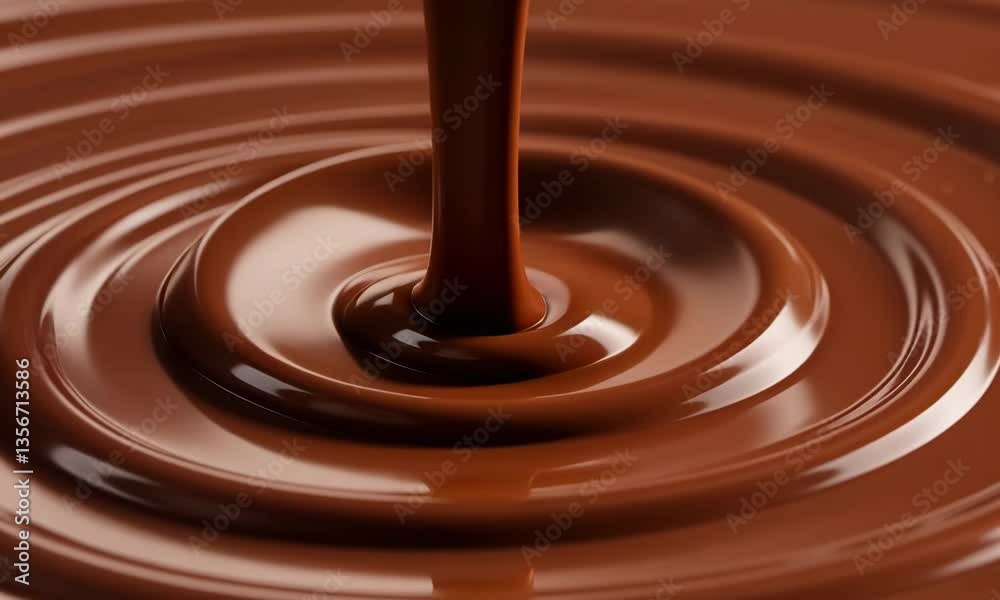 Pouring chocolate creates ripples and a smooth surface of deliciousness and sweetness Pouring chocolate creates ripples and a smooth surface of deliciousness and sweetness