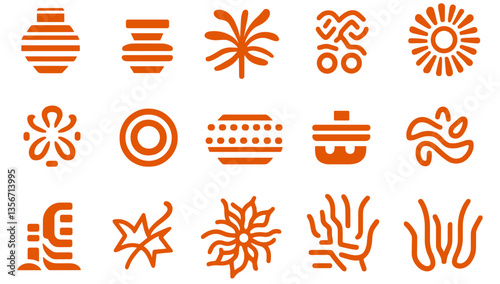 Orange Collection: Diverse geometric and organic design elements, ideal for adding a touch of elegance and visual appeal to creative projects.