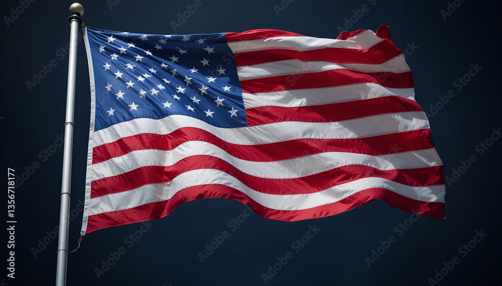 Fototapeta premium The US flag is fluttering.