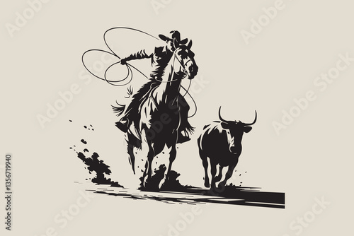 cowboy Black and White Vector