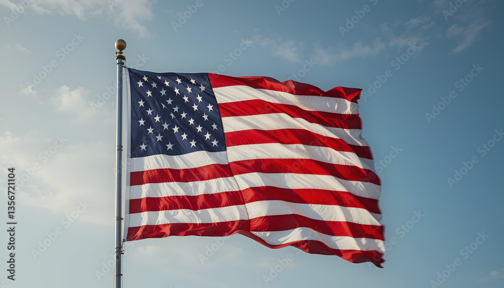 Fototapeta premium The US flag is fluttering.