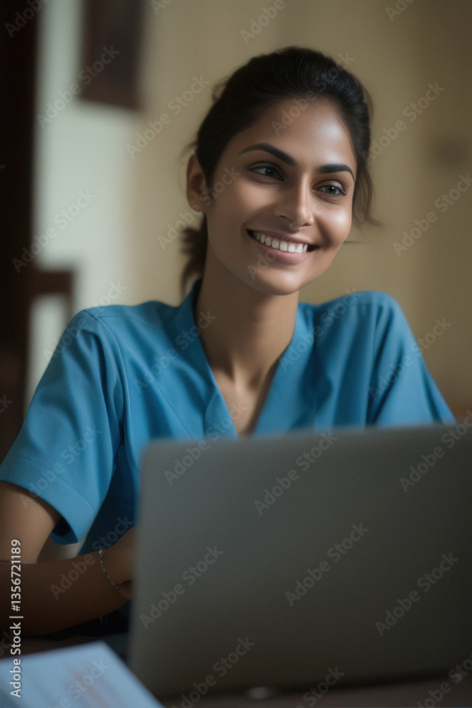 Naklejka premium female doctor using laptop