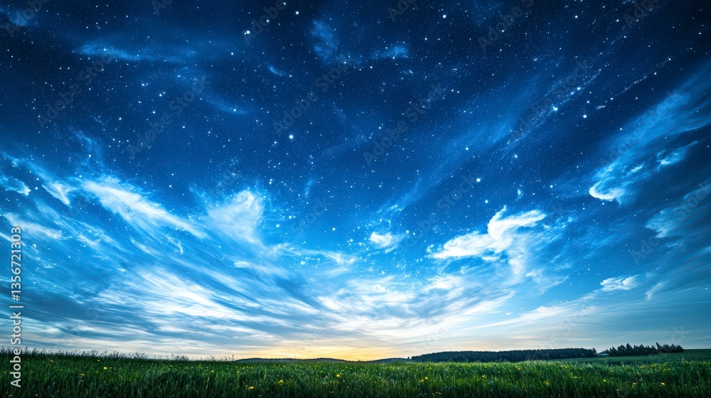 Obraz premium Evening Sky Over Wildflower Meadow