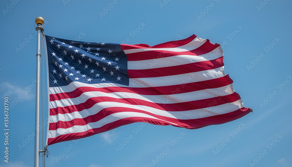 Obraz premium The US flag is fluttering.