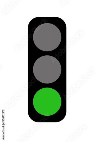 Traffic light icon isolated on white background. Traffic light illustration showing green light. Colored traffic light sign.