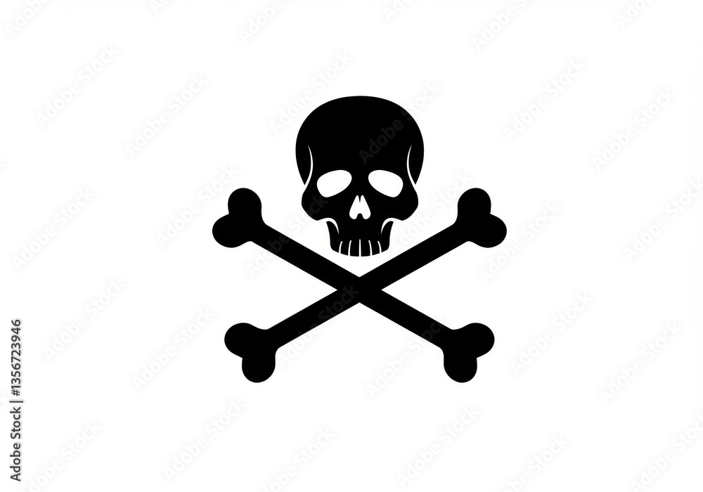 Skull and Crossbones Icon on Black Button with White Rollover Skull and Crossbones Icon on Black Button with White Rollover