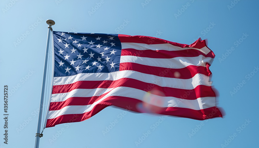 Obraz premium The US flag is fluttering.
