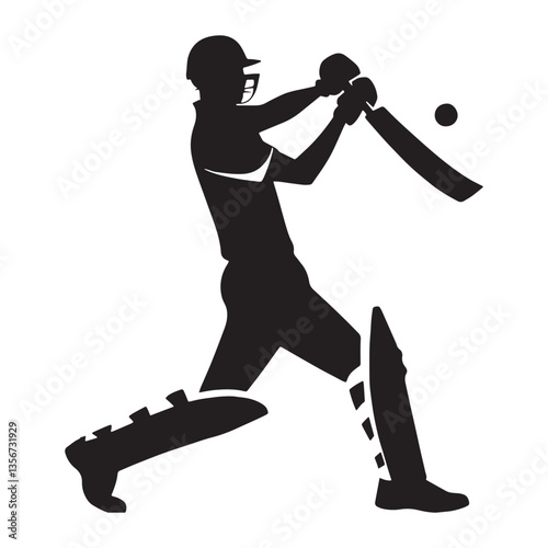 Cricket Icon Cricketer silhouette, showcasing legendary skills - Cricketer illustration - Minimalist Cricketer vector - Timeless elegance

