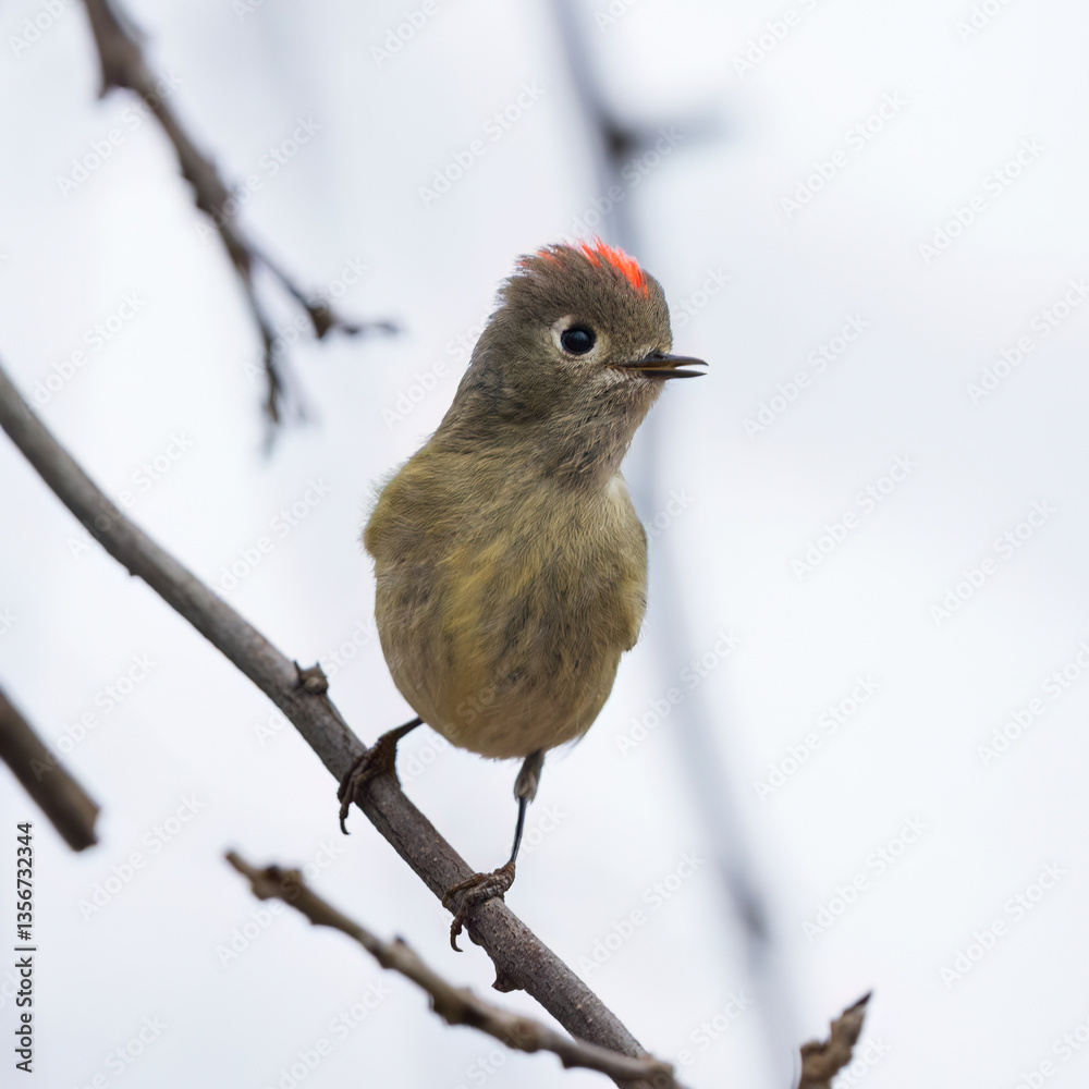 Fototapeta premium Ruby crowned kinglet