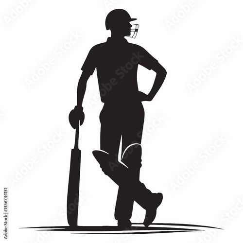 All-Rounder Cricketer silhouette, showcasing skills with both bat and ball - Cricketer illustration - Minimalist Cricketer vector - Versatile athlete

