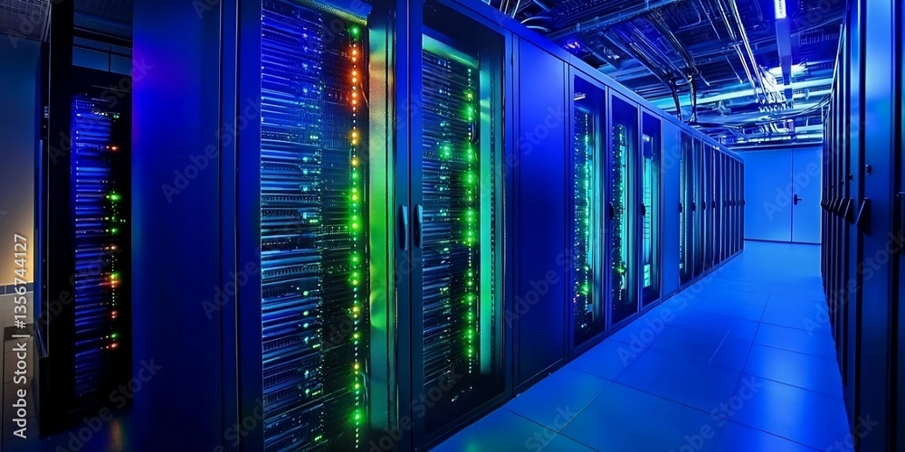 Data server center background, digital hosting. Generative AI Data server center background, digital hosting. Generative AI