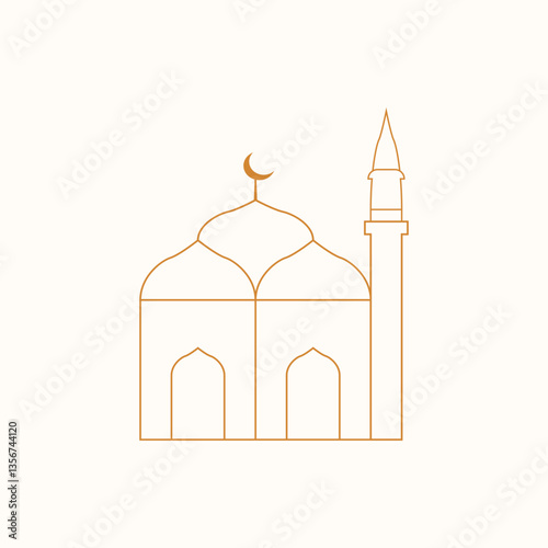 line art mosque vector illustration
