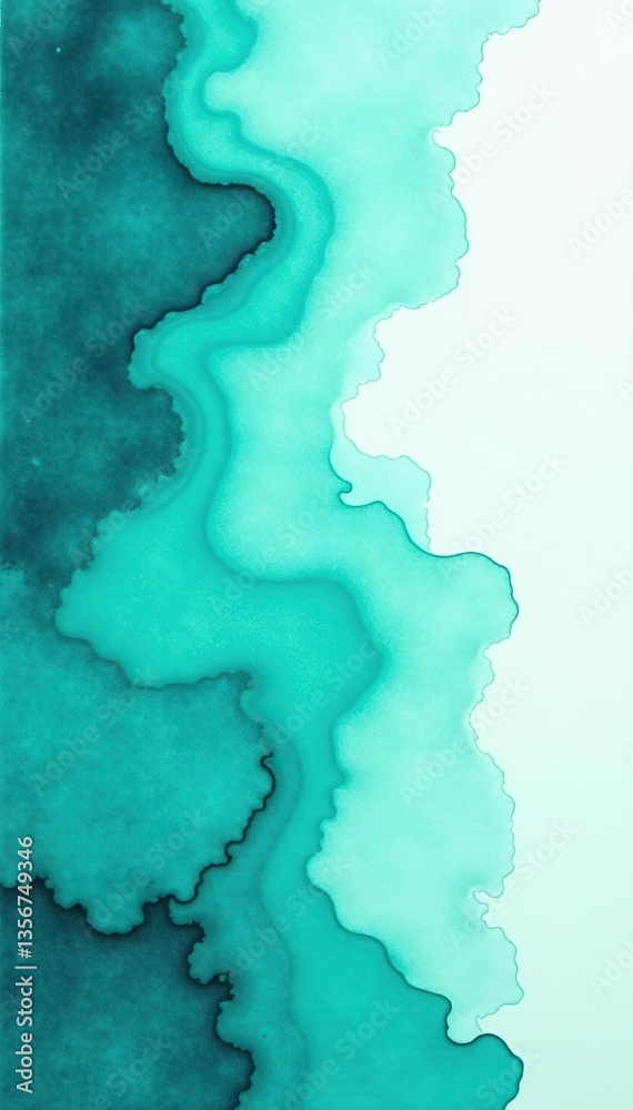 Obraz premium Abstract blue green teal turquoise watercolor background with fluid texture, background, blue