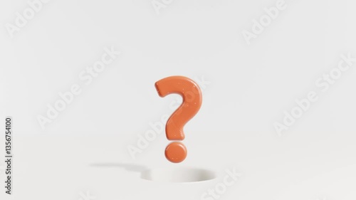 穴から飛び出す粘土で出来たクエスチョンマークの3Dアニメーション