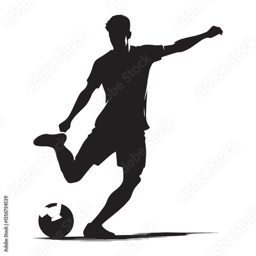 Fast-paced Winger Footballer silhouette, tearing down the flank - Football illustration - Minimalist Football vector - Soccer Player silhouette

