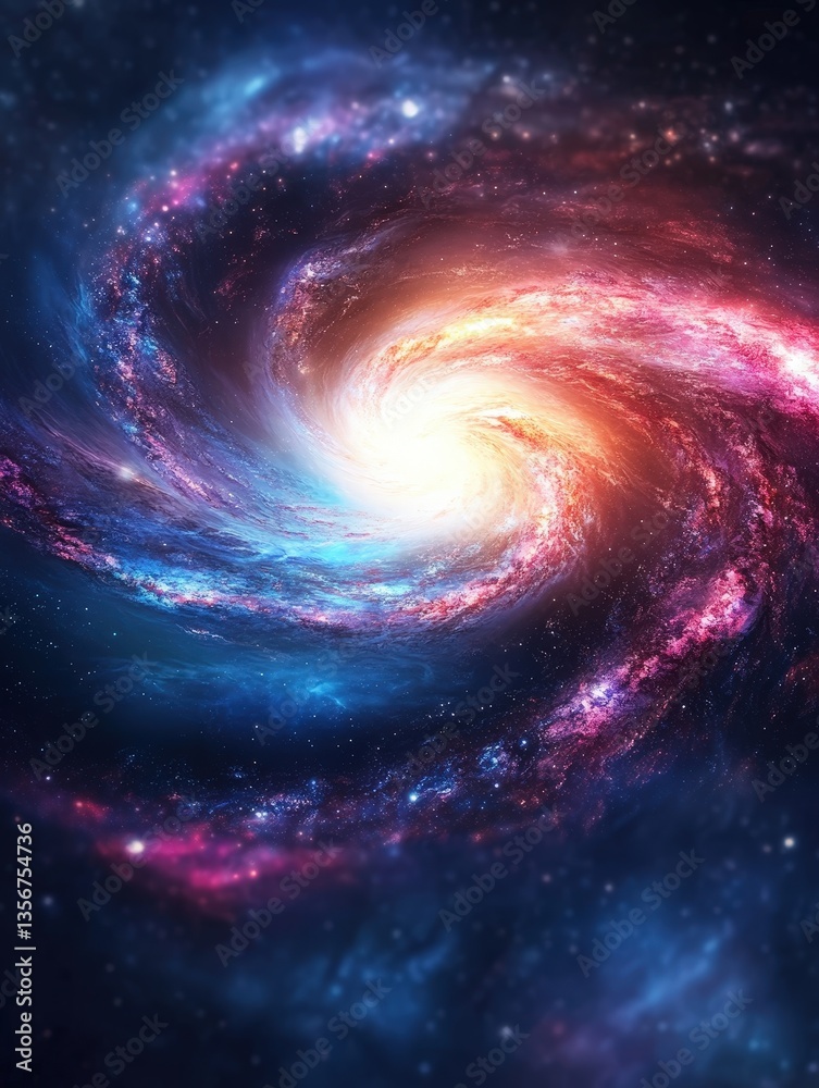 Obraz premium A stunning cosmic swirl of vibrant colors representing a galaxy, showcasing the beauty and mystery of the universe.