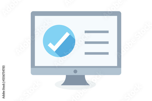 Digital Approval Checkmark on Desktop, computer check mark icon, approval check mark, verified check icon, PC verification