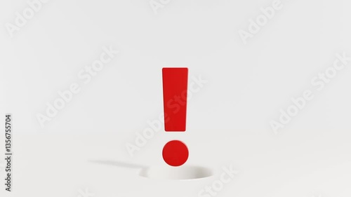 穴から飛び出すびっくりマークの3Dアニメーション