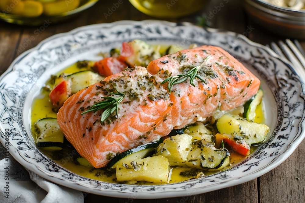 Delicious Baked Salmon with Roasted Vegetables Delicious Baked Salmon with Roasted Vegetables