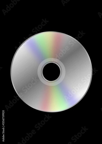 illustration of a rotating silver cd rom cassette isolated on a black background