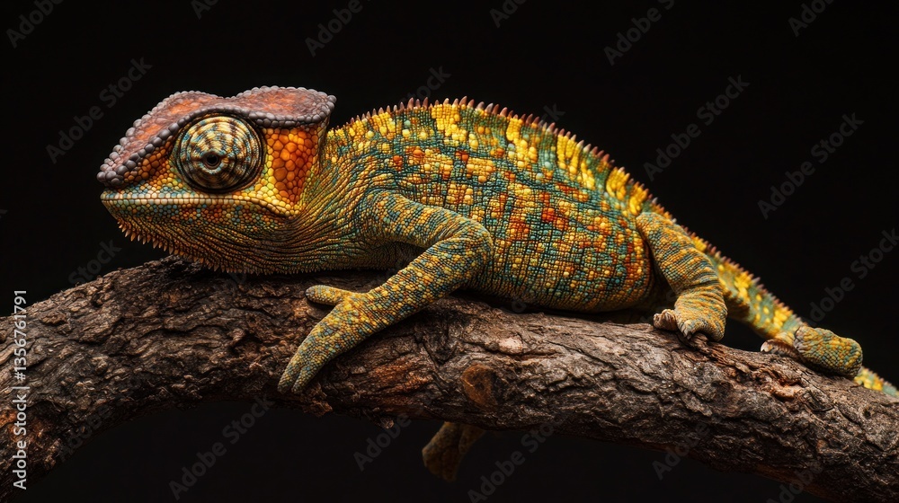 Fototapeta premium Panther chameleon Furcifer pardalis Ambilobe 2 years old endemic from madagascar