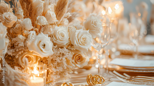 Elegance in Bloom: a meticulously arranged floral centerpiece in a display of serene ambiance