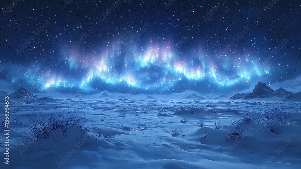 Fototapeta premium Glowing winter tree beneath starry sky high resolution photo