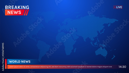 Breaking News Concept Design Graphic for TV Broadcasts and Social Media News Channels