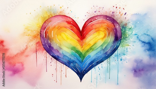 A colorful heart design filled with rainbow hues symbolizes love and diversity during pride events.