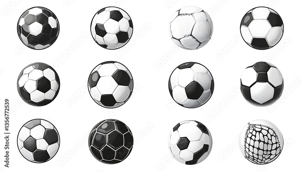 Obraz premium Soccer Balls Variety Illustration