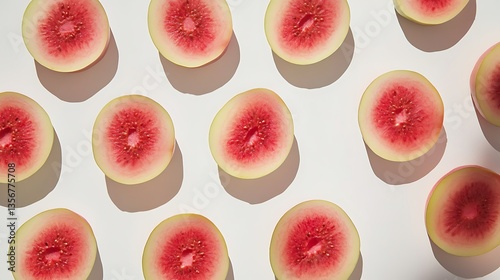 Fresh Fig Slices Pattern on White Background photo