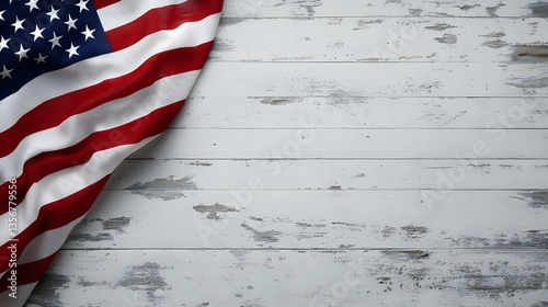 A light wooden background with an American flag in the corner, suitable for product display or promotional content