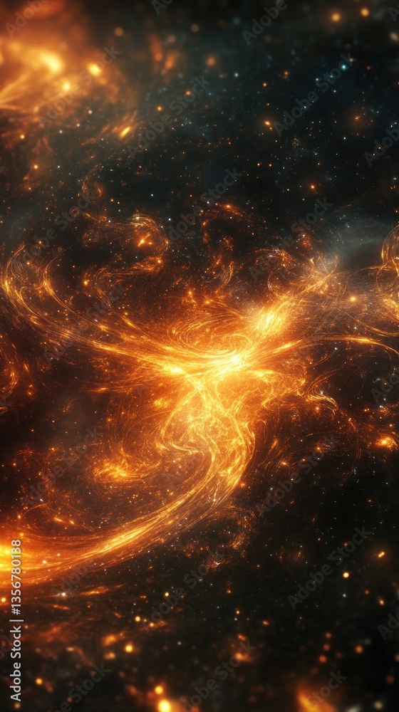 Fototapeta premium Fiery Nebula Cloudscape Galaxy Exploration Cosmic Radiance Celestial Abstraction Ethereal Beauty Stellar Space Background Sci-fi Inspiration Deep Universe Concept