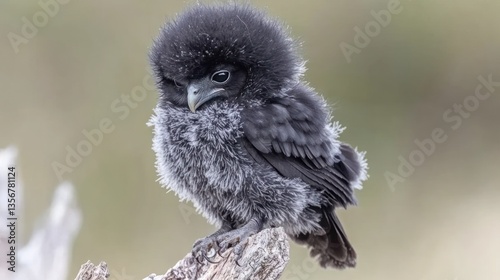 Adorable Fluffy Owlet Perched on a Branch