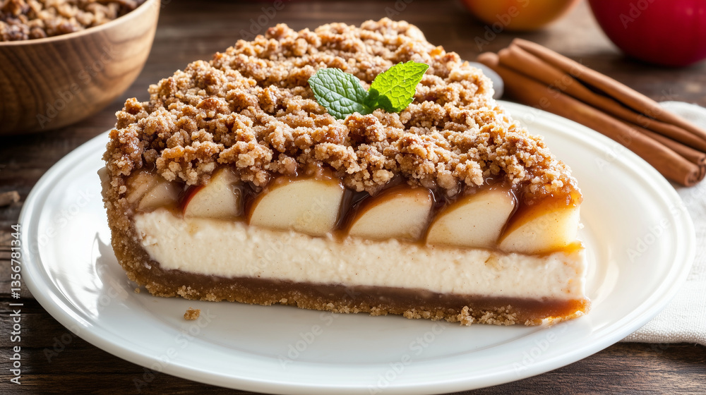 Apple Crumble Cheesecake with Cinnamon and Caramel Drizzle Apple Crumble Cheesecake with Cinnamon and Caramel Drizzle