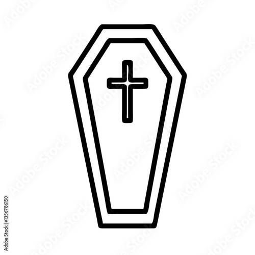 crossed coffin outline on transparent background 
