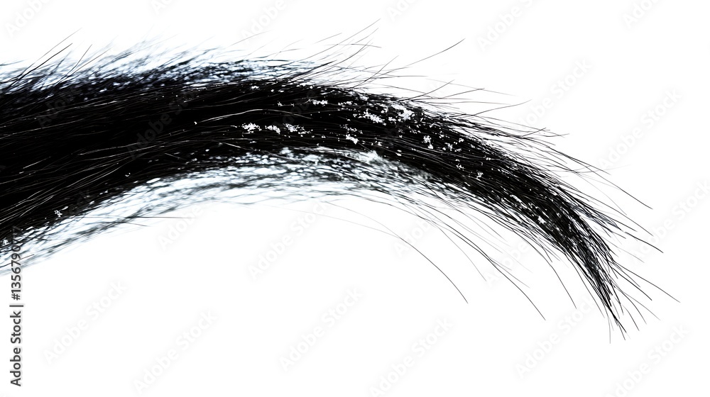 Fototapeta premium Close-up of black hair with white powder.