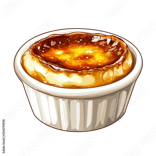 Crème Brûlée in Ramekin Vector Dessert Illustration